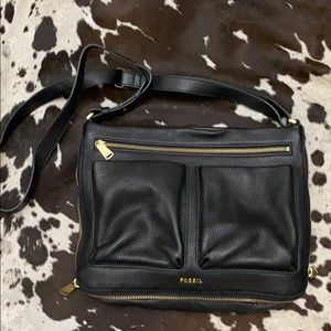 Fossil black leather crossbody